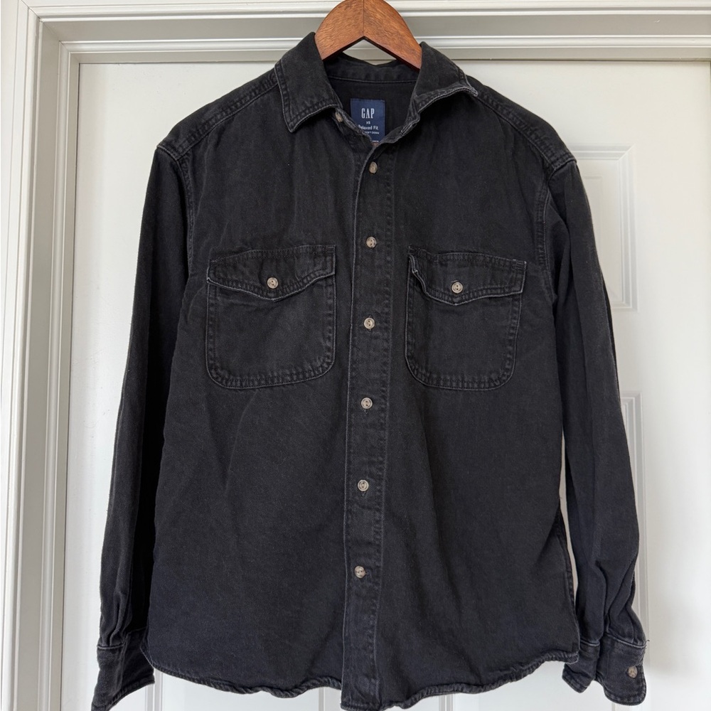 GAP denim shacket Relaxed Fit Black Denim button down over Shirt
